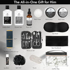 23pcs Bath and Body Gift Basket for Men & Women, Charcoal Home Spa Kit, Leather Bag, Skin Care Set, Self Care Kit, Christmas, Birthday,Anniversary, Mother's Day Gift, Mom, Dad, Wife