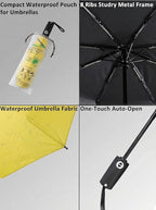 BAODINI Compact Travel Umbrella Small Windproof Auto Open Close for UV Sun Protection UPF 50+ and Rain Fits Backpack Purse & Suitcase