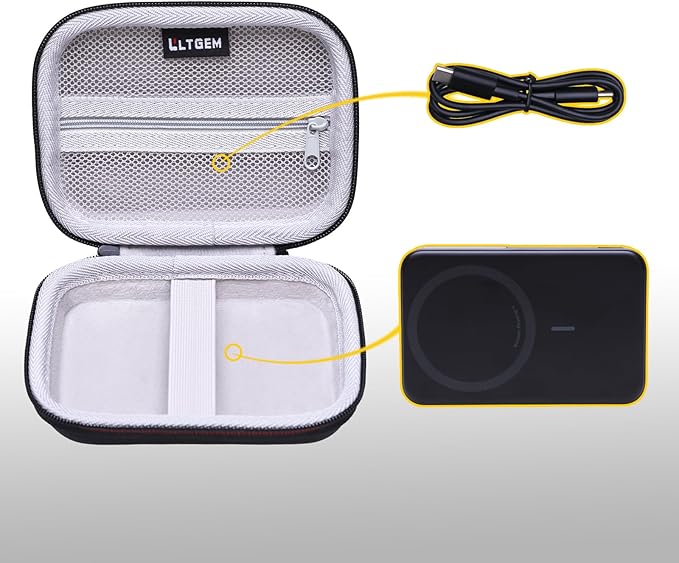 LTGEM Power Bank Case Compatible with Anker MagGo/633/622/621/321 Magnetic Battery Power Bank Portable Charger, Universal Office Travel Carrying Storage Bag - Black+Gray(Case Only)
