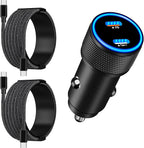 [Apple MFi Certified] iPhone 17 Car Charger, Linocell 90W USB C Car Charger Dual PD Power Cigarette Lighter Adapter with 2Pack Type C Braided Cable for iPhone 17/17 Pro Max/16/15/Galaxy S26/S25/Pixel
