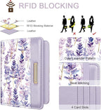 Passport Holder Cover Travel RFID Blocking Passport Cover Cute Flowers Passport Wallet with Elastic Band for Women, Lavender