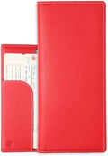 Leather Passport Holder for Travel with AirTag Holder, RFID Blocking Passport Wallet with Card Slots for Men & Women (Red)