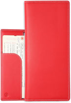 Leather Passport Holder for Travel with AirTag Holder, RFID Blocking Passport Wallet with Card Slots for Men & Women (Red)