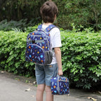 FlowFly Kids Backpack for Toddler Boys Girls, Simple Lightweight Bookbag for Daycare Kindergarten Elementary School Travel, Small Modern Bag (Large), Football