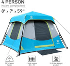 EVER ADVANCED 4 Person Blackout Camping Tent, 60s Easy Setup Instant Cabin Tent for Family, 4000mm Water-Resistant & UV Protection Light-Blocking Tent with Rainfly for Outdoor Travel, 8' x 7' x 59"