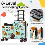 smilesun 20" Ride-On Suitcase for Kids, Cute Pattern, Lightweight Hardshell Carry-On Luggage with Double Spinner Wheels, TSA Lock for Boys & Girls（Green）