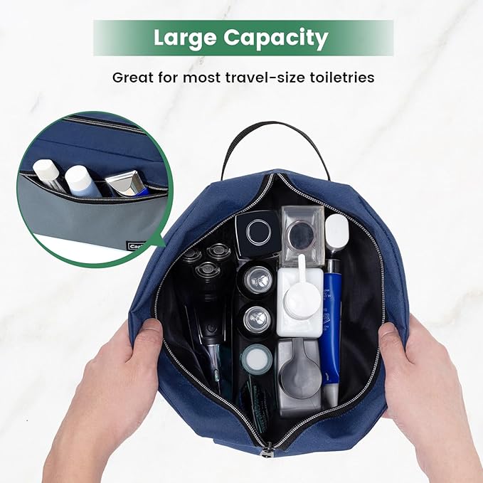 Carbrea Travel Toiletry Bag - Small Toiletry Bag for Men Skincare Bag for Toiletries Accessories Gifts - Navy Blue