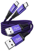 USB to USB C Cable Fast Charging [2 Pack 6FT], USB A to USB C Cable for Car, Durable Braided USB Type C iPhone Charger USBC Cord for iPhone 17/16/15/Pro Max/Plus, Samsung Galaxy S23 and More-Purple