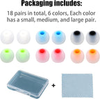 Earbud Replacement Tips Silicone Earbud Tips Ear Bud Covers Fit Most in-Ear Earbuds(Inner Hole 3.8mm -5.1mm) Headphone Ear Tips 18 Pairs S M L