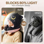 Mewaii Travel Neck Pillow with Hood for Airplanes,Memory Foam,Breathable Ice Silk & Soft Velvet,Double-Sided,Removable to Clean,Adjustable Strap,Portable Travel Pillow for Long Flights Adults & Teens