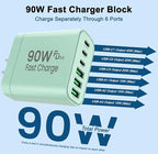 90W GaN USB C Charger Block [3 Pack],6-Port USB C Wall Charger Fast Charging 45W PD Power Adapter for MacBook Air/iPad Pro/iPhone 17Pro Max/Samsung Galaxy S24 Ultra/Tabs for Home Travel