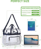 MAY TREE Clear Bag for Stadium Events 12×6×12 Clear Tote Lunch Bag with Reinforced Straps for Work, Sporting Events and Gym, Navy