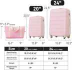Luggage Sets, 2 Piece Carry on Luggage Set with Travel Bag, 2 Piece Expandable Spinner Hardshell Suitcase with TSA Lock, Back to School Suitcase, Women Men (Light Pink, 20/24 Inch)