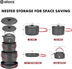 Alocs Camping Cookware Set Camping Gear, Compact Camping Pots and Pans Set, Durable Hard Alumina Camping Cooking Set for Outdoor Backpacking Camping Hiking Picnic, Included Mesh Carry Bag