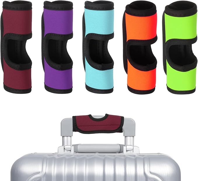 uxcell 5 Pcs Luggage Handle Wrap, Hollow Neoprene Handbag Grip Cover Protector Luggage Identifiers Suitcase Handle Wraps for Luggage Suitcase Travel Bags, Multicolor