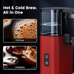 Kismile Drip Coffee Machine,SCA Certified Coffee Maker,Pour Over Coffee Brew with 3s Instant Heat 197-205℉, Adjustable Flow Control, Deep Cold Brew & Keep Warm 40 Min, Easy to Clean (Red)