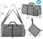 Vomgomfom 65L/85L/115L Foldable Travel Duffle Bag, Lightweight Checked Luggage with Shoe Compartment, Water-Resistant Weekender Overnight Bag for Men & Women