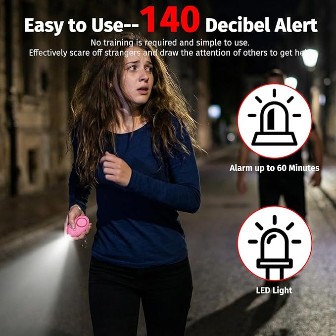 Personal Alarm for Women 140DB Emergency Self-Defense Security Alarm Keychain with LED Light for Women Kids and Elders-2 Pack (Aqua Marine & Pink)