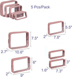 Remobia Hicol TSA Approved 5-Piece Diaper Bag Organizer Pouch Set Clear Waterproof TPU Kids Toiletry Storage Set Travel Packing Clutch Cube Bags for Baby Nursing (Light Pink Leather)