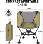 MOON LENCE Portable Camping Chair，Lightweight Backpacking Hiking Chairs,Compact,Foldable,with Anti-Sinking Large Feet for Beach,330 lbs Capacity (Khaki, Standard)