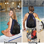 WANDF Swim Bag Mesh Drawstring Backpack Beach Backpack for Swimming, Gym, and Workout Gear