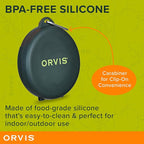 Orvis Pet Travel Collapsible Feeder with Food + Water Dish, 2-in-1, BPA Free, Food-Grade Silicone | Space-Saving Pet Travel Bowls, Nonslip Bottom + Carabiner Clip