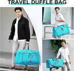 Dimayar 65L Travel Duffle Bag for Men Women - Foldable Duffel Bag with Shoes Compartment - Overnight Bags Waterproof & Tear Resistant(Mint Green)