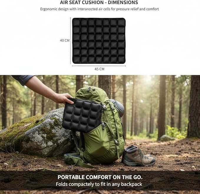 1Pcs Seat Cushion, Travel Cushion Airplane Seat - Inflatable Airplane Seat Cushion for Travel.Suitable for Long Distance Sedentary People to Use,Easy to Carry, 3D Inflatable Airbag is Ergonomic