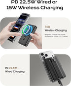 for Magsafe Portable Charger, Magnetic Power Bank with Foldable Stand, PD 22.5W Fast Charging with USB-C Cable, Wireless Portable Charger for iPhone 17/16/15/14/13/12 Series, Black
