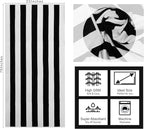 COTTON CRAFT Oversized Beach Towel - 2 Pack 35 x 70 inches XL Beach Towel - 100% Cotton Velour - Big & Huge - Thick Plush 450 GSM Super Soft Luxury Towel - Pool Picnic Bath - Cabana Stripe Black