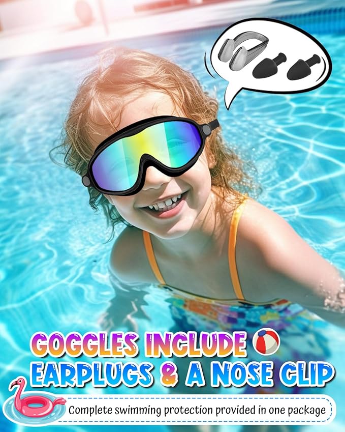 Swim Goggles 2 Pack, Wide View Anti Fog&UV Swimming Goggles for Audlt, No Leak Pool Beach Essentials for Men Women
