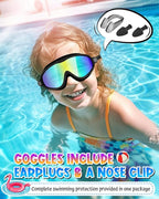 Swim Goggles 2 Pack, Wide View Anti Fog&UV Swimming Goggles for Audlt, No Leak Pool Beach Essentials for Men Women