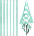 HENBAY Large Oversized Beach Towel - 35 x 70 Inch Microfiber Pool Towel, Aqua Striped Quick Dry Cabana Swim Towel