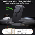 Kysson 5-in-1 Portable Charger,10000mAh Foldable Power Bank Fast Charging,MagSafe Charger Battery Pack Magnetic,Travel Wireless Charging Station for iPhone 17/16/15/14/13/12,iWatch,Air pods,MatteBlack