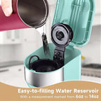 Single Serve Coffee Maker, 2 in 1 Brewer for K Pod & Ground Coffee, 90s Rapid Brew 6 to 14oz Capacities with Auto Shut Off, Small Compact Design for Home Office Travel Camping-Green