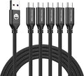 5Pack 10ft USB C Cable, Extra Long USB A to USB-C 10foot Type C Fast Charging Cable Compatible 17/17 Pro/16e/16/15 ProMax Samsung Galaxy S10 20 9 8 Plus a10e,Braided Charger Cord for Note,LG.(Black)