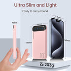 YOBON Power Bank 10000mAh Portable Charger Slim Battery Pack with 2 USB 2.4A Outputs and USB C in/Out Compatible with Huawei iPhone 16 15 14 13 12 iPad Samsung Galaxy S20 Android Tablet (Light Pink)