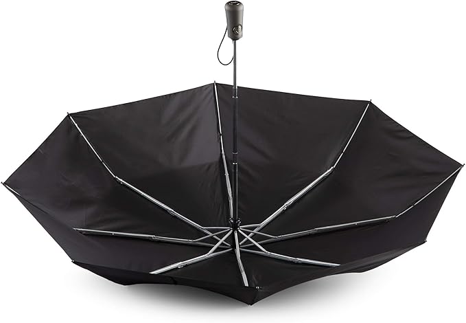 totes Portable Umbrella for Travel – Compact for Car, Backpack and Purse – Windproof, Strong, UV Sun Protection, Water-Repellant, Foldable On-the-Go Umbrella with One Touch Open/Close