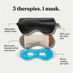 ASUTRA Silk Eye Pillow for Sleep, Black - Filled w/Lavender Buds & Flax Seeds, Weighted Eye Mask, Meditation & Light Blocking Blindfold, Cooling Gel Mask Included