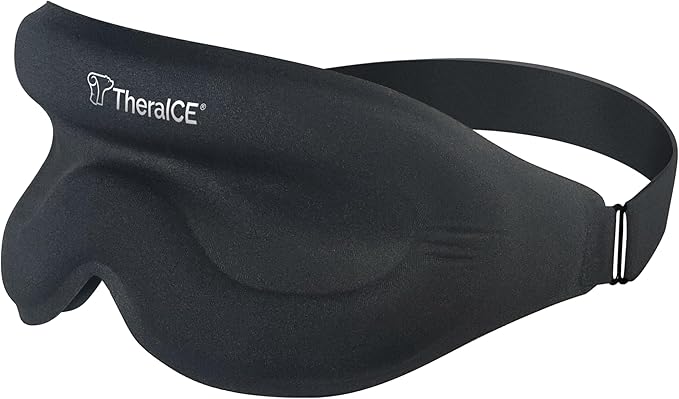TheraICE Sleep Mask + Cooling Gel Relief - Weighted Sleep Eye Mask 100% Blackout 3D Cold Relaxing No Pressure Eye Cover Blindfold to Block Light for Comfortable Soothing Night Sleeping | Men & Women