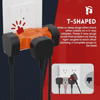 PLUGTUL 3 Way Plug Adapter, 3 Plug Wall Adapter, 3 Prong, Grounded, 15A, 1875W, Multiple Plug Expander for Home, Outdoor, ETL Listed, Orange, 3PACK