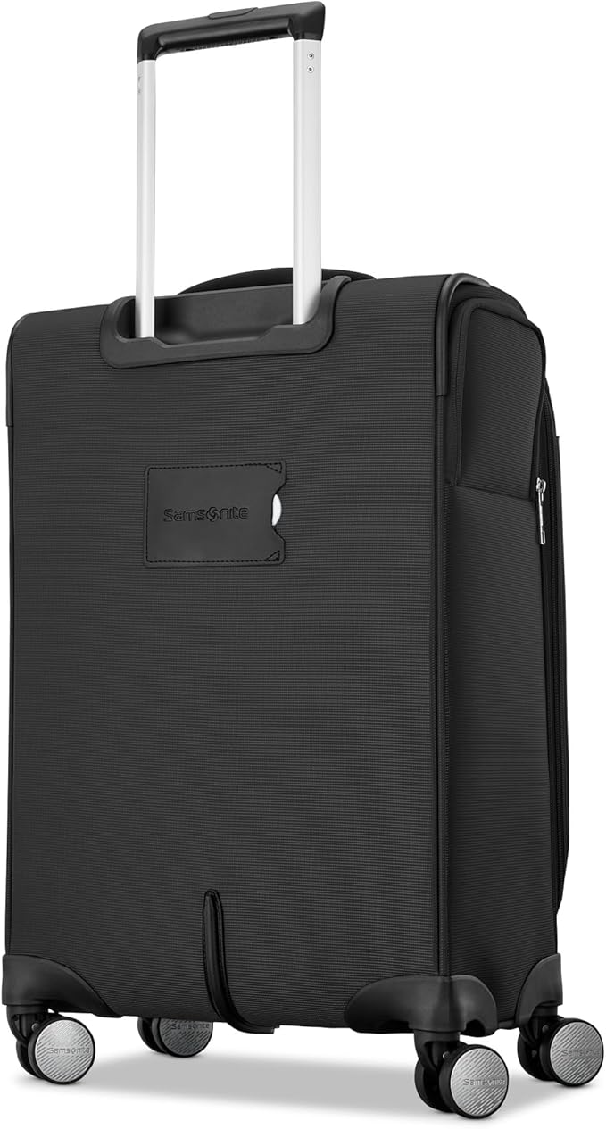 Samsonite 2-PC Soft-Sided 21/29” (Carry-On & Large Checked), Lightweight Expandable Element Luggage Set with 2 Front & 1 Side Pocket, Four Spinner Wheels, Adjustable Handle, Durable- Black