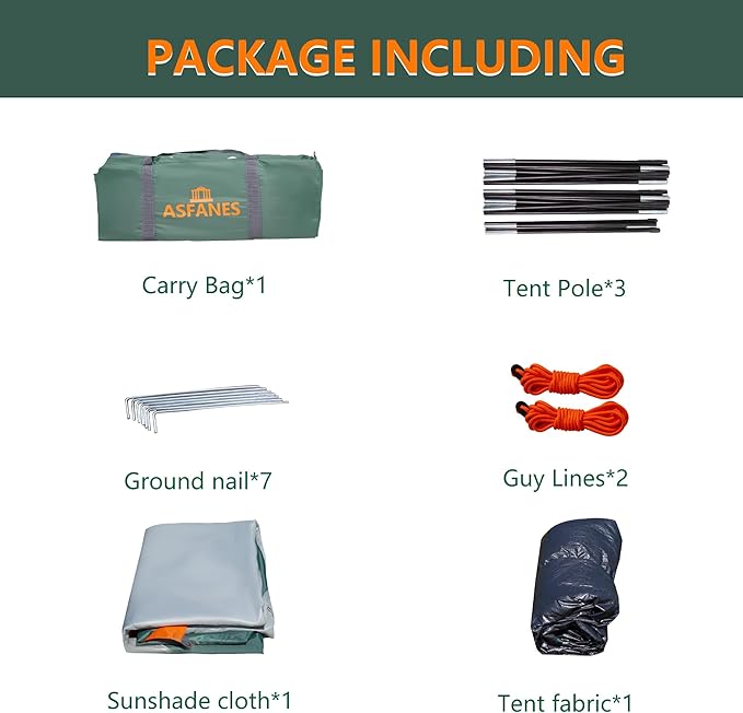 ASFANES Sundome Camping Tent with Rainfly, 2/4/6/10 Person Tent Sets Up in 10 Mins, Weatherproof Shelter for Camping, Festivals, Backyard, Sleepovers, & More