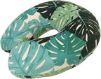 Wolf Essentials Adult Cozy Soft Microfiber Neck Pillow for Travel – Compact, Machine Washable - Perfect for Airplane, Car, or Home Use - Filled and Finished in the USA – Monstera Leaf
