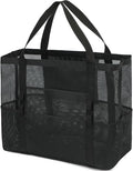 Fammart Mesh Beach Bag, Large Beach Tote with Zipper Pocket, Toys Pool Bag for Family Travel Vacation Cruise Essentials