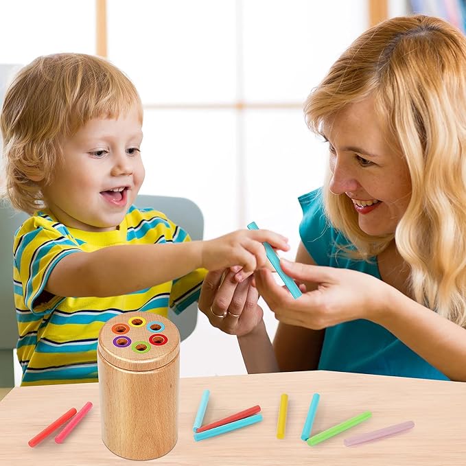 Montessori Toys for 1-3 Year Old, Travel Toys for Toddlers Wooden Color Sorting Stacking Toy for 18+ Month Old Boys Girls Learning Gift for 2-4 Year Old Kids Christmas Birthday Stocking Stuffers