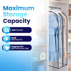 Handy Laundry Clear Garment Bags for Hanging Clothes, 50" Suit Bags with 10" Gusset, Heavy Duty Closet Storage Covers for Coats, Dresses, Shirts, Jackets, Dustproof & Breathable, 4 Pack