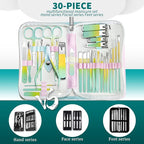 Manicure Set Women Personal Nail Care Kit, 30 in 1 Professional Manicure Kit for Women Pedicure Kit, Nail Clipper Set and Beauty Tool Portable Set, with Luxurious Travel Case (Multi-Colored)