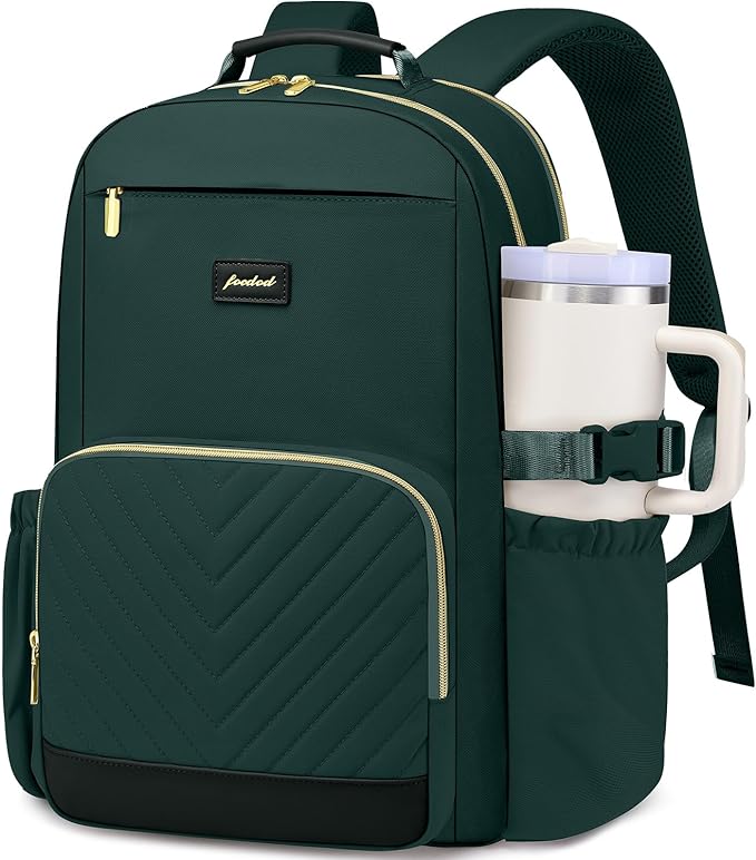 Focdod Laptop Backpack for Women Bookbag: 15.6 inch Work Backpacks with Pouch Pocket for Large Capacity Cup & USB Charger College Book Bag Travel Business Nurse Teacher Bookbags Anti-theft Back Pack