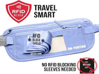 Money Belt for Travel - Hidden Travel Pouch Protect Your Credit and Money With RFID Blocking Passport Holder Waist Wallet (Azure)